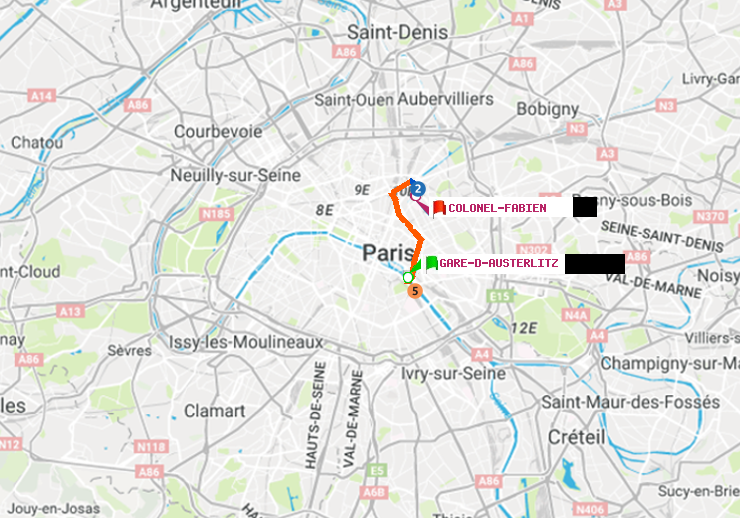 plan itinéraire ratp de Gare d