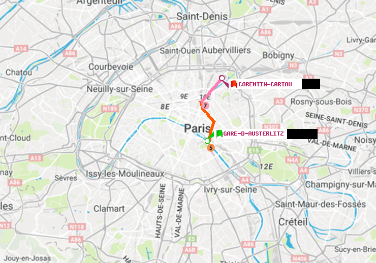 plan itinéraire ratp de Gare d