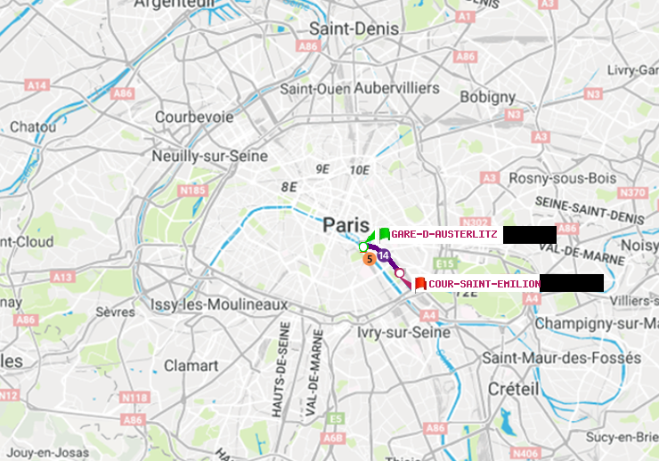 plan itinéraire ratp de Gare d