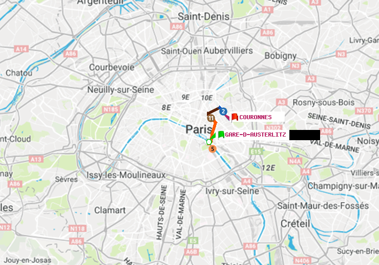 plan itinéraire ratp de Gare d