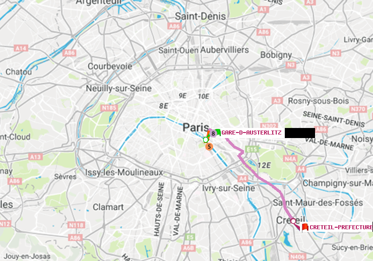 plan itinéraire ratp de Gare d