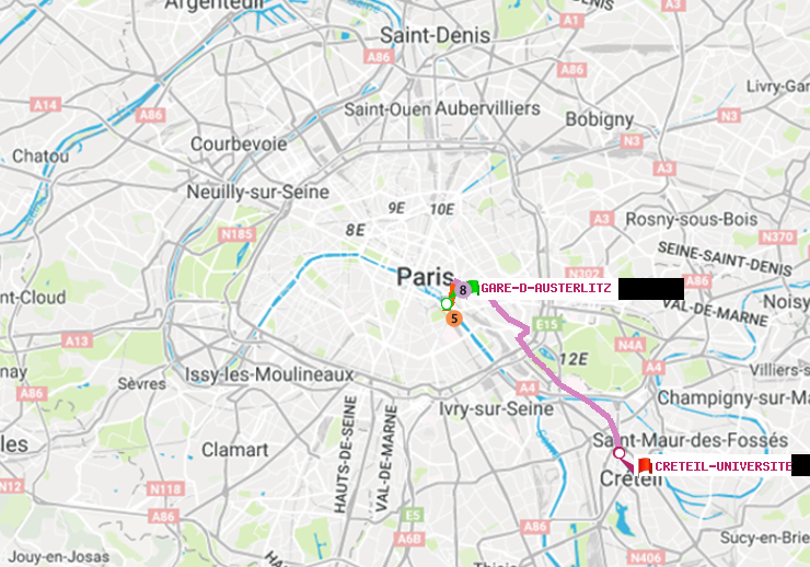 plan itinéraire ratp de Gare d