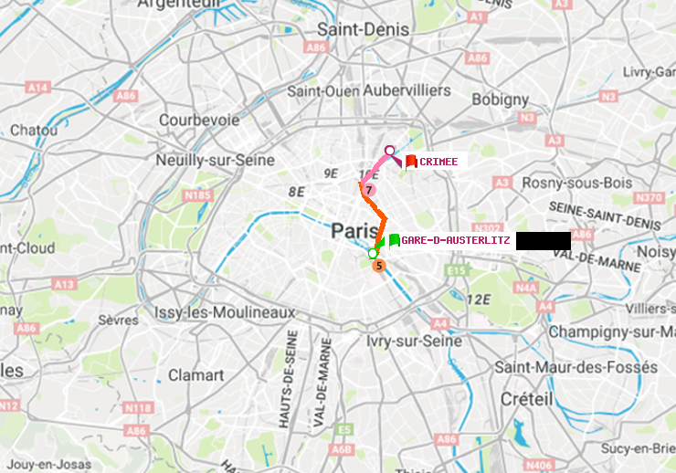 plan itinéraire ratp de Gare d