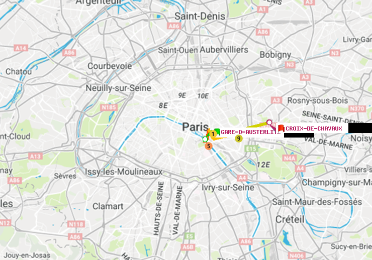 plan itinéraire ratp de Gare d