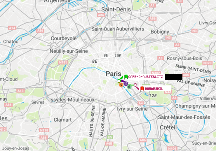 plan itinéraire ratp de Gare d