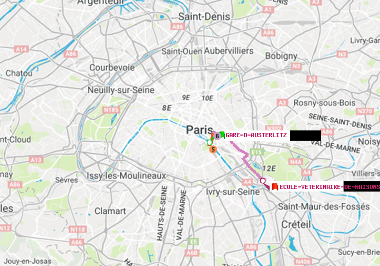 plan itinéraire ratp de Gare d