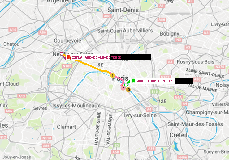 plan itinéraire ratp de Gare d