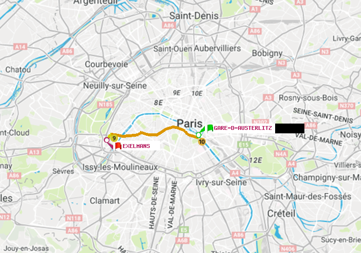 plan itinéraire ratp de Gare d