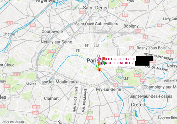 plan itinéraire ratp de Gare d