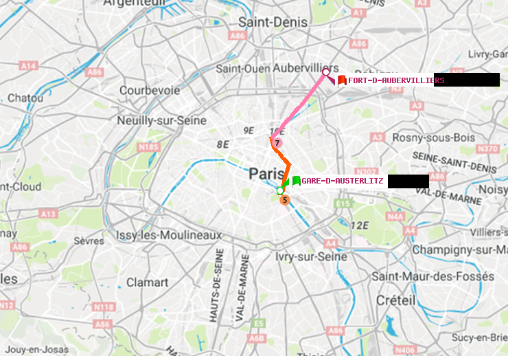 plan itinéraire ratp de Gare d