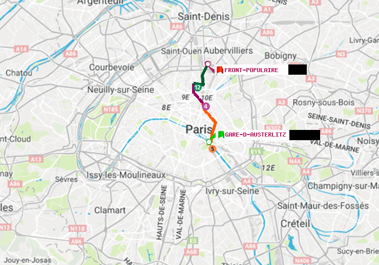 plan itinéraire ratp de Gare d