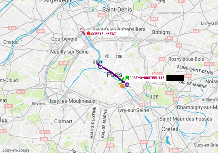 plan itinéraire ratp de Gare d