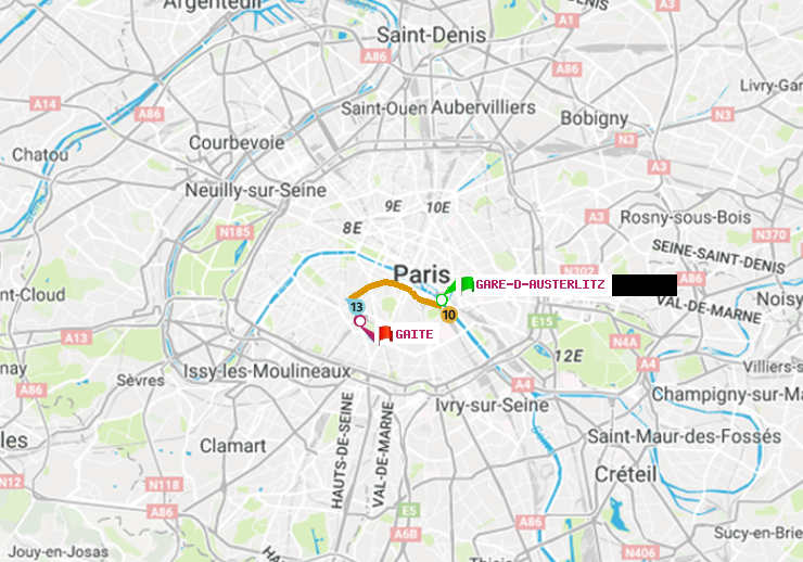 plan itinéraire ratp de Gare d