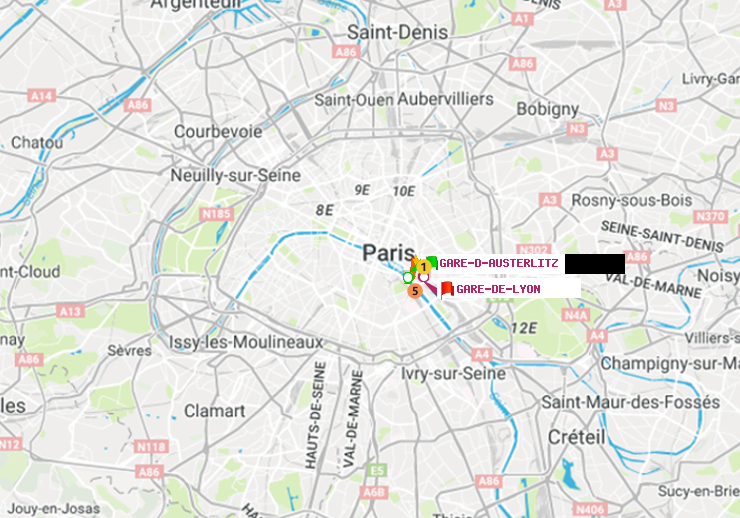 plan itinéraire ratp de Gare d