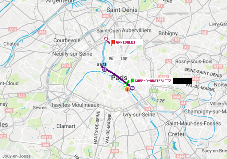 plan itinéraire ratp de Gare d