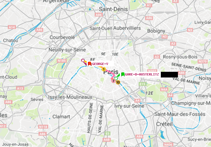 plan itinéraire ratp de Gare d