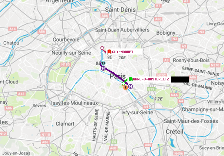 plan itinéraire ratp de Gare d