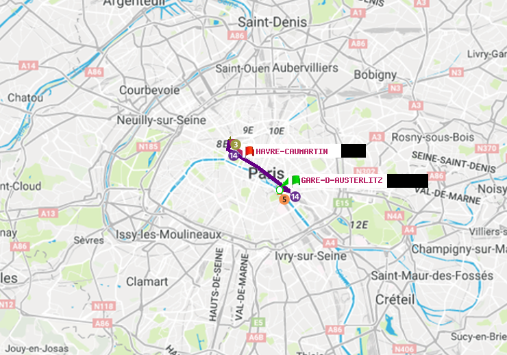 plan itinéraire ratp de Gare d