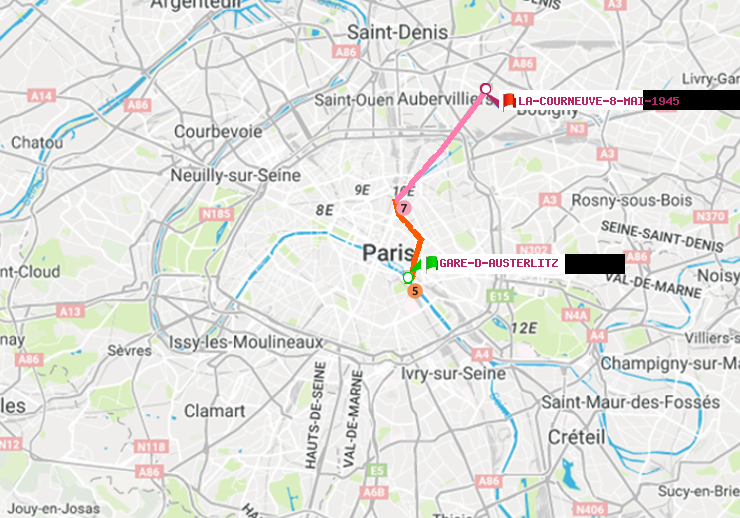 plan itinéraire ratp de Gare d
