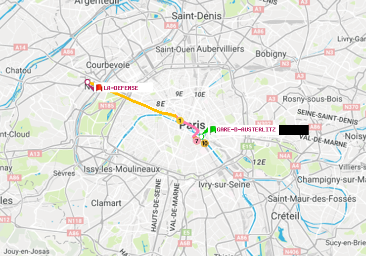 plan itinéraire ratp de Gare d