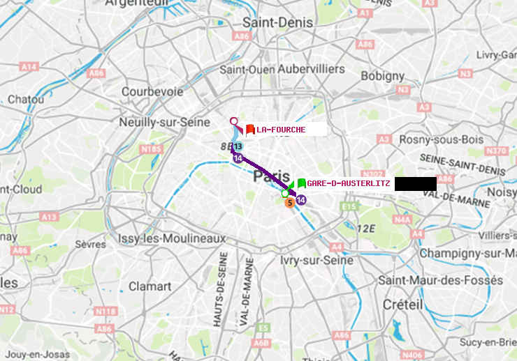 plan itinéraire ratp de Gare d