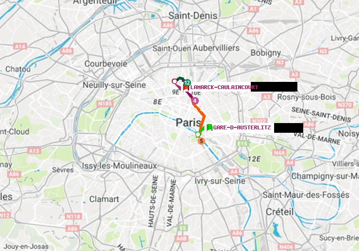 plan itinéraire ratp de Gare d