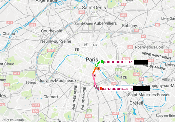 plan itinéraire ratp de Gare d
