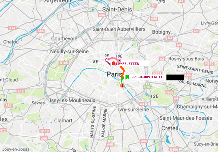 plan itinéraire ratp de Gare d
