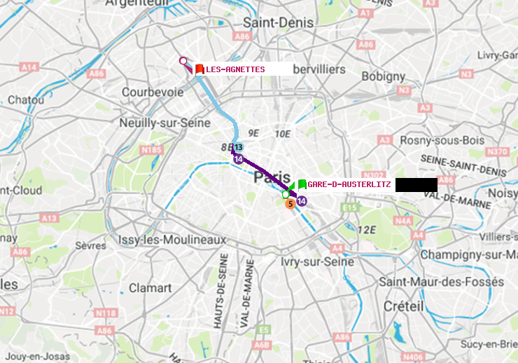 plan itinéraire ratp de Gare d