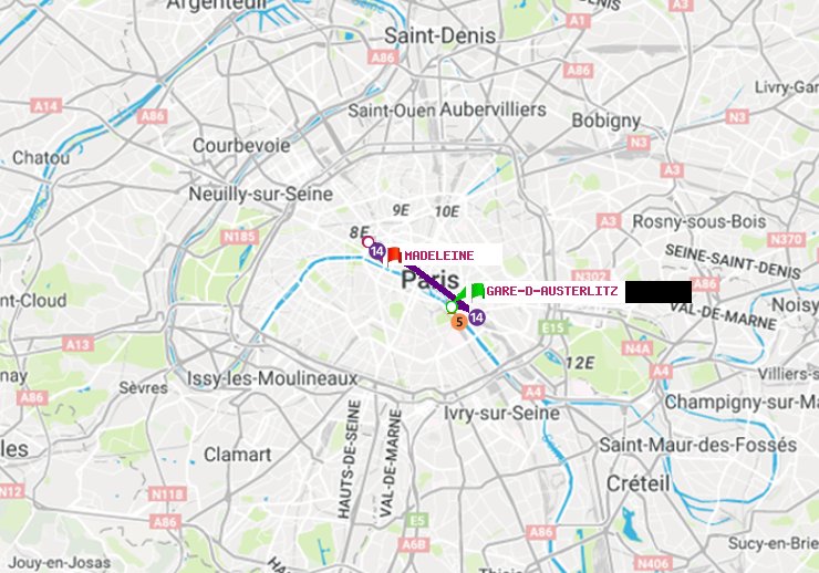 plan itinéraire ratp de Gare d