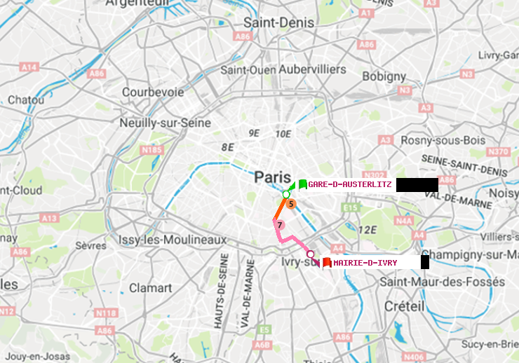 plan itinéraire ratp de Gare d