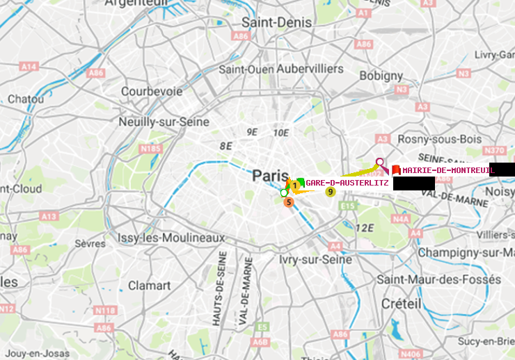 plan itinéraire ratp de Gare d