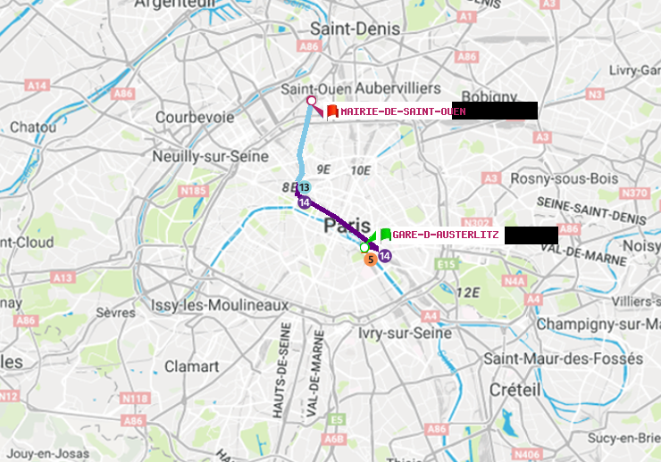 plan itinéraire ratp de Gare d