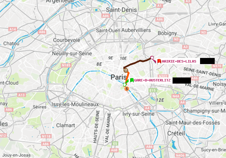 plan itinéraire ratp de Gare d