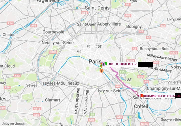 plan itinéraire ratp de Gare d