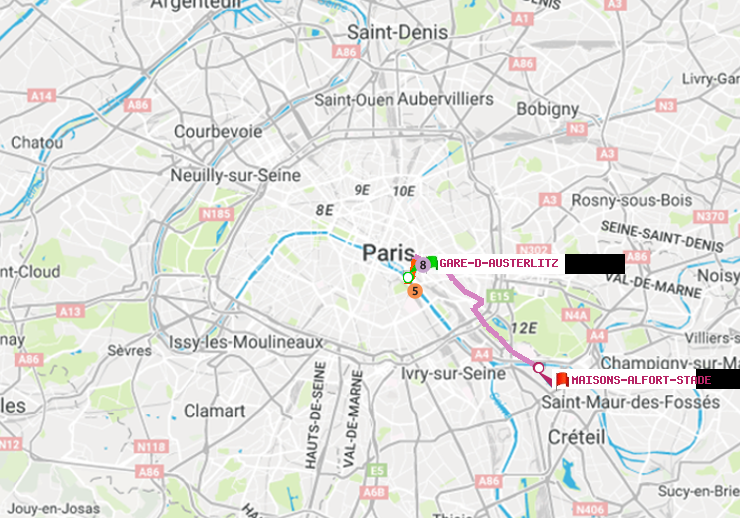 plan itinéraire ratp de Gare d