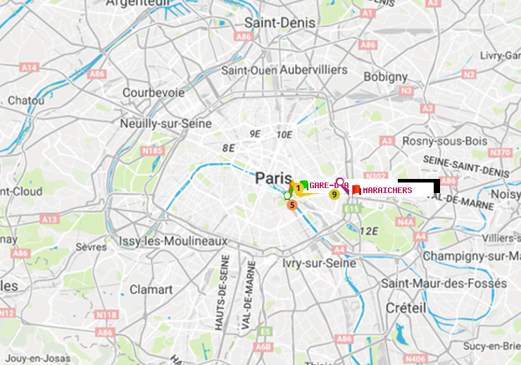 plan itinéraire ratp de Gare d