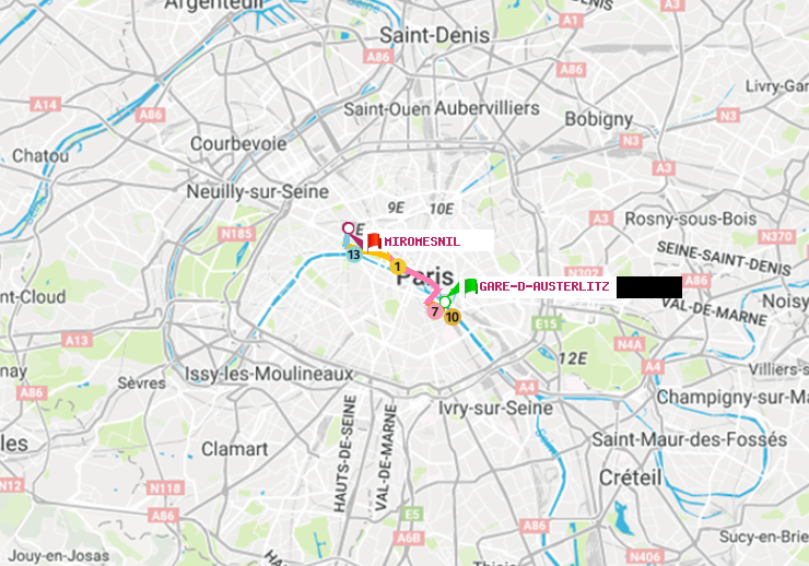 plan itinéraire ratp de Gare d