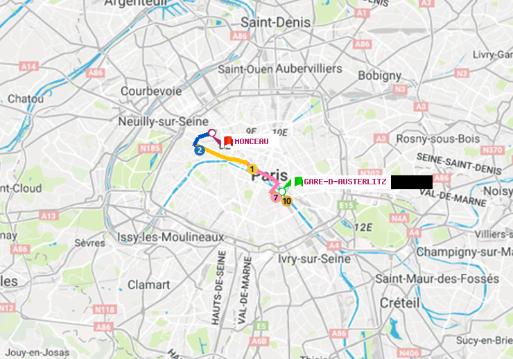 plan itinéraire ratp de Gare d
