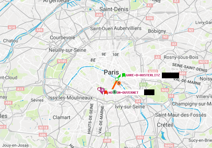 plan itinéraire ratp de Gare d