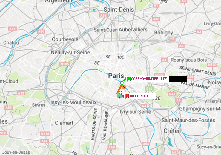 plan itinéraire ratp de Gare d