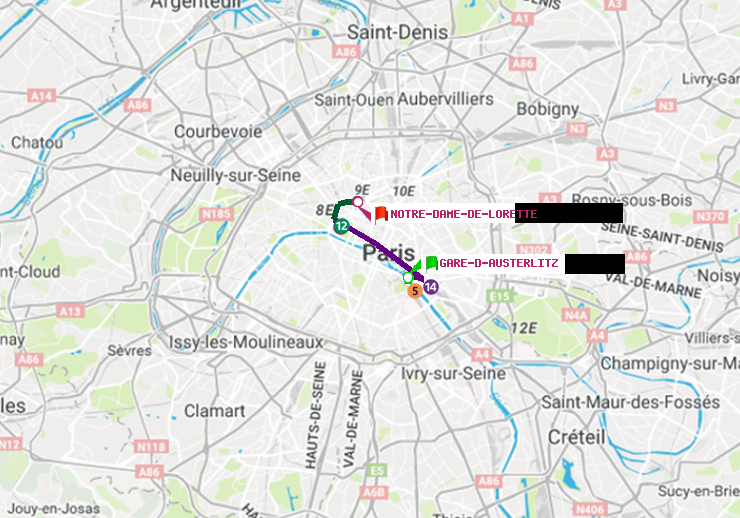 plan itinéraire ratp de Gare d