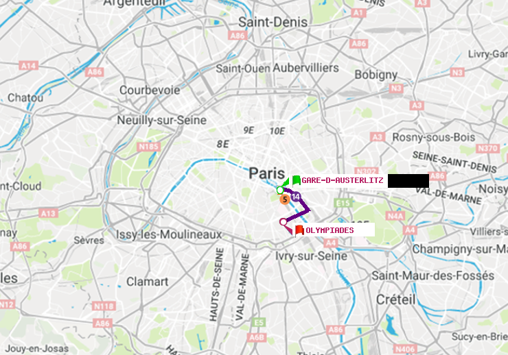 plan itinéraire ratp de Gare d