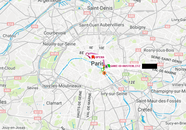 plan itinéraire ratp de Gare d