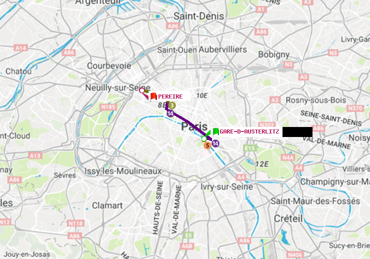 plan itinéraire ratp de Gare d