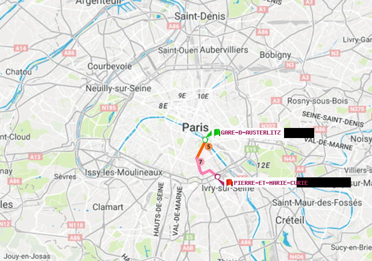 plan itinéraire ratp de Gare d
