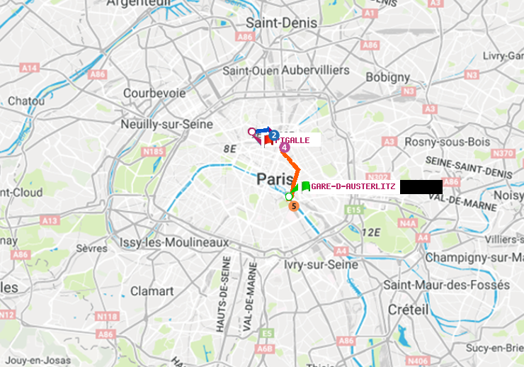 plan itinéraire ratp de Gare d