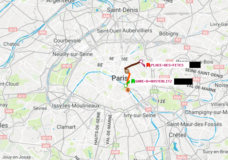 plan itinéraire ratp de Gare d