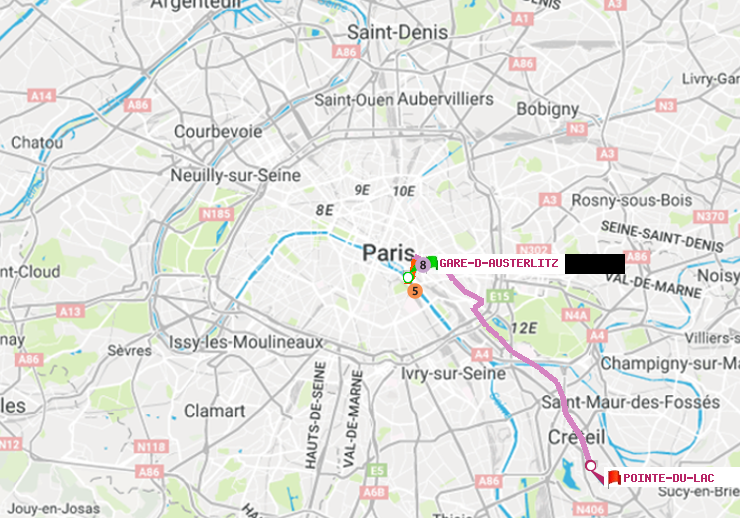 plan itinéraire ratp de Gare d