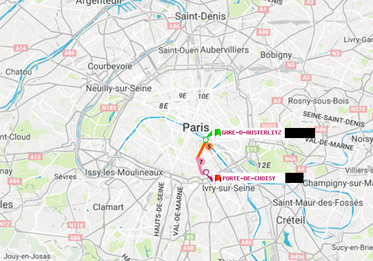 plan itinéraire ratp de Gare d